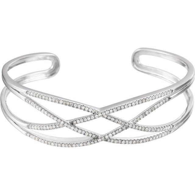 3/4 CTW Natural Diamond Criss-Cross Cuff Bracelet