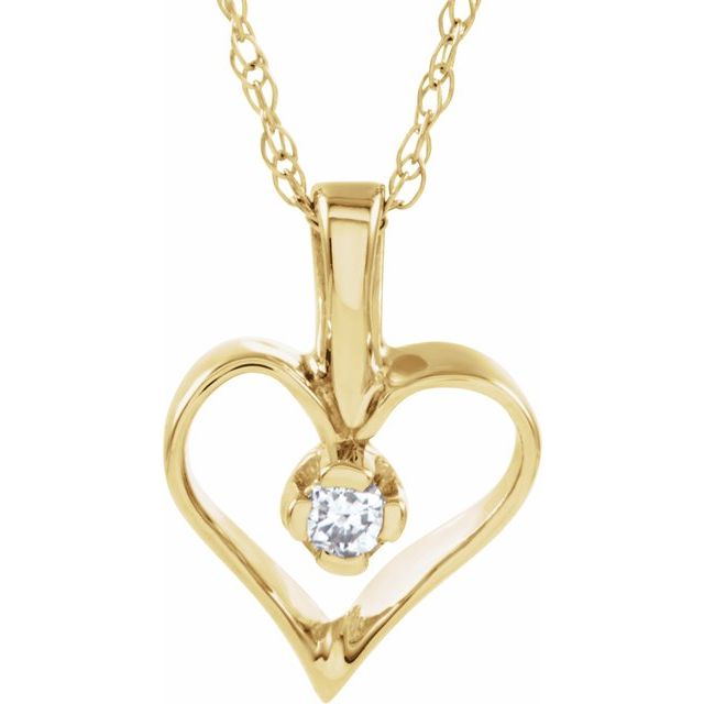 Round .03 CTW Natural Diamond Heart Necklace