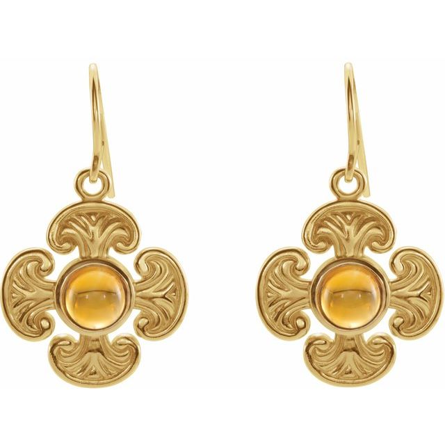 Round Natural Citrine Maltese Cross Earrings