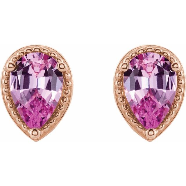 Pear Natural Pink Sapphire Earrings