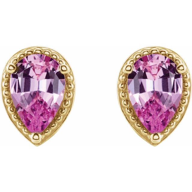Pear Natural Pink Sapphire Earrings