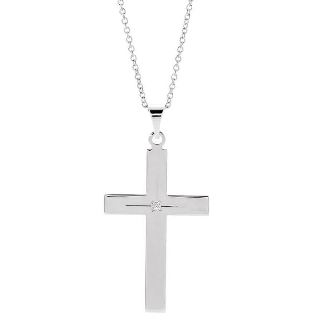 .0075 CT Natural Diamond Cross Necklace