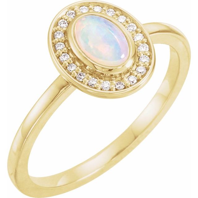 Oval Natural Rainbow Moonstone & .08 CTW Natural Diamond Halo-Style Ring