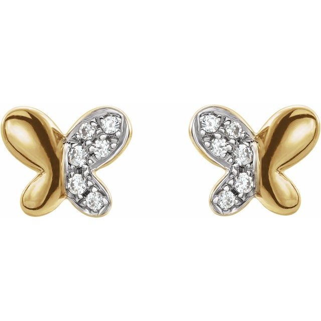 Round .04 CTW Natural Diamond Butterfly Earrings