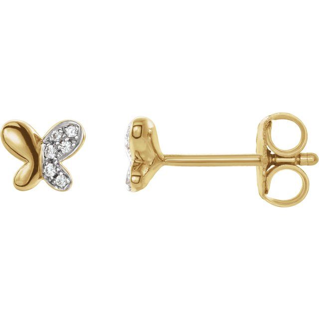 Round .04 CTW Natural Diamond Butterfly Earrings