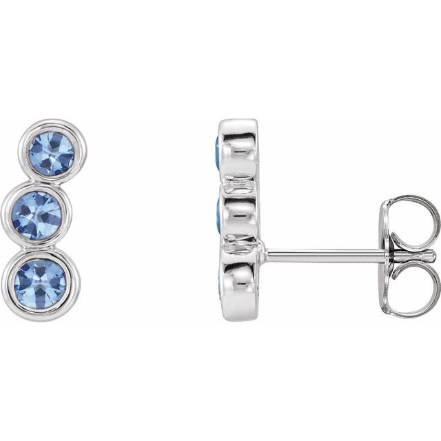 Round Natural Aquamarine Ear Climbers
