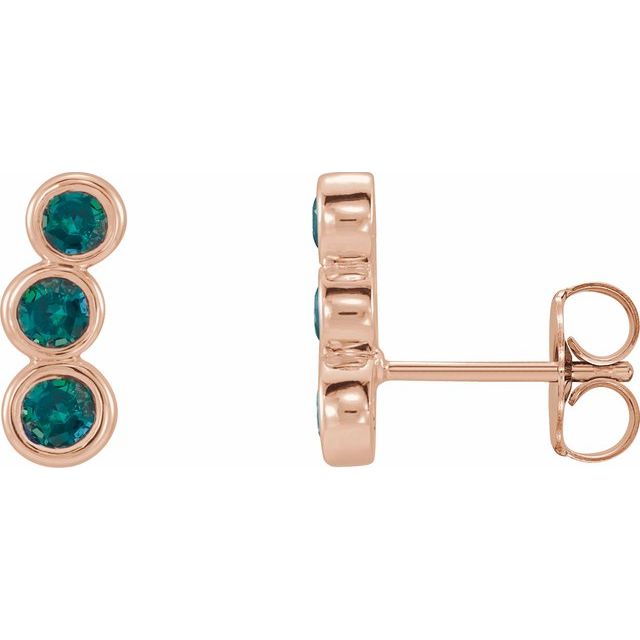 Round Lab-Grown Alexandrite Ear Climbers