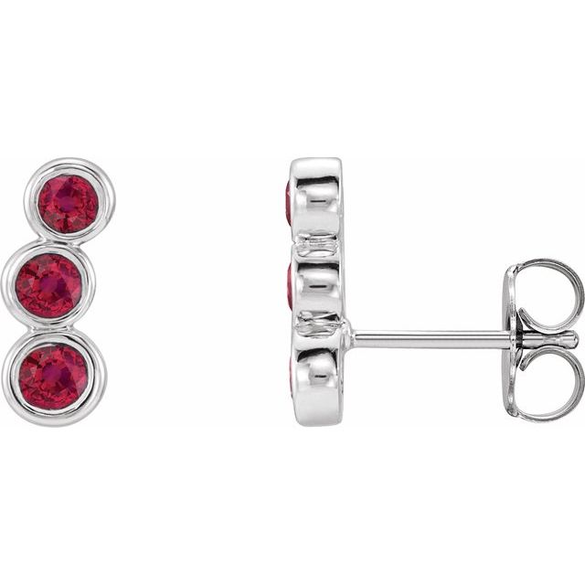 Round Natural Ruby Ear Climbers