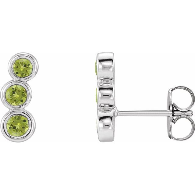 Round Natural Peridot Ear Climbers