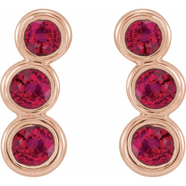 Round Natural Ruby Ear Climbers