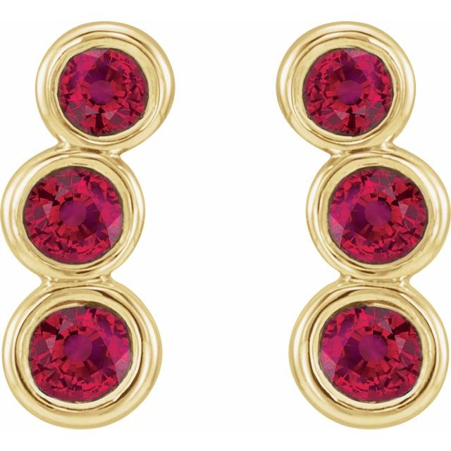 Round Natural Ruby Ear Climbers