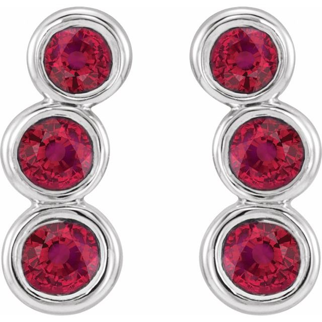 Round Natural Ruby Ear Climbers