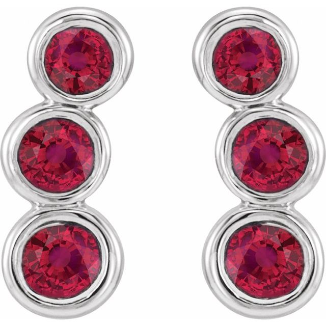 Round Lab-Grown Ruby Ear Climbers