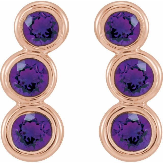 Round Natural Amethyst Ear Climbers