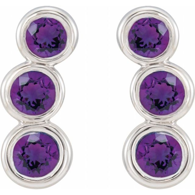 Round Natural Amethyst Ear Climbers