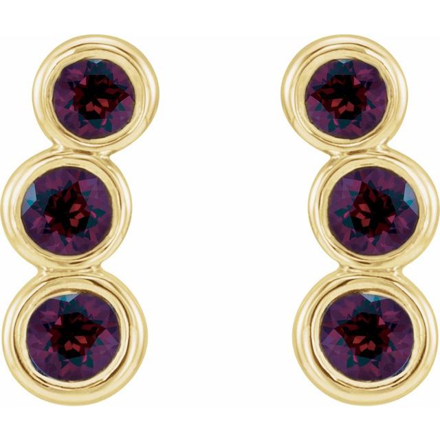 Round Natural Mozambique Garnet Ear Climbers