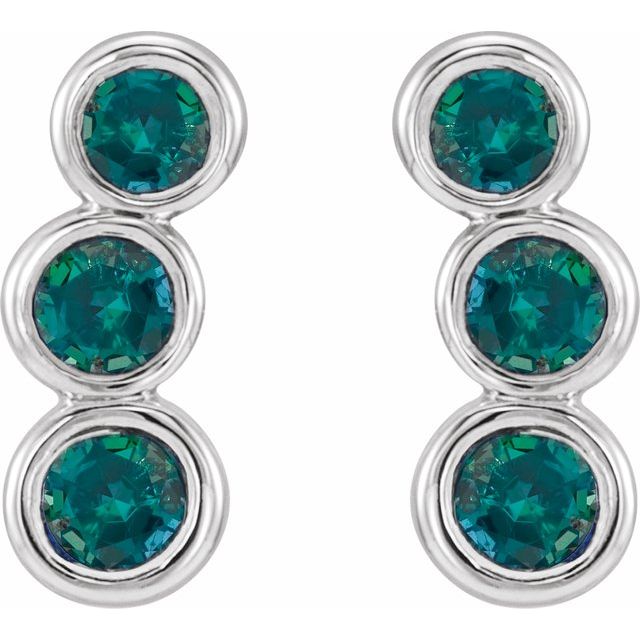 Round Lab-Grown Alexandrite Ear Climbers