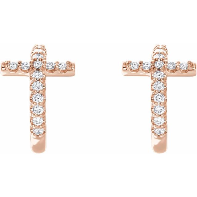 1/4 CTW Natural Diamond Cross 12.15mm Huggie Earrings