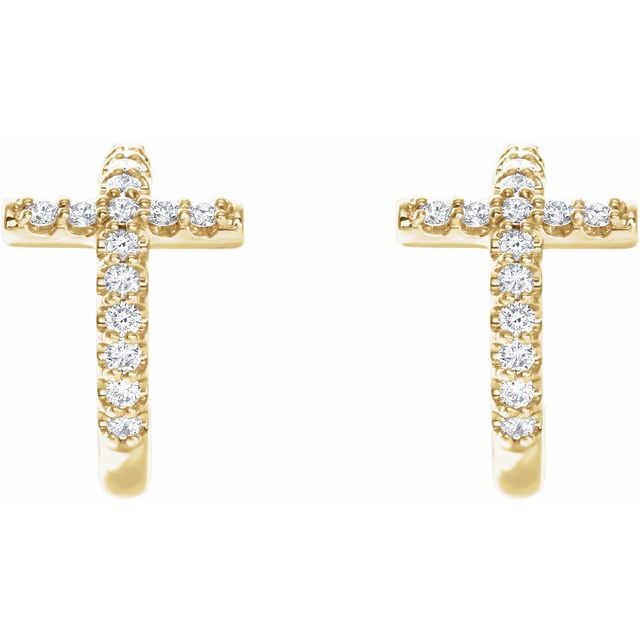 1/4 CTW Natural Diamond Cross 12.15mm Huggie Earrings