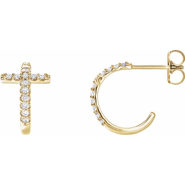 1/4 CTW Natural Diamond Cross 12.15mm Huggie Earrings