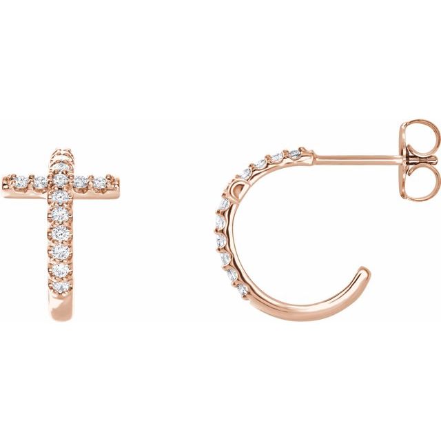 1/4 CTW Natural Diamond Cross 12.15mm Huggie Earrings