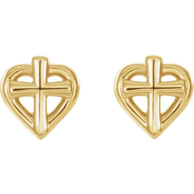 Cross with Heart Youth Earrings