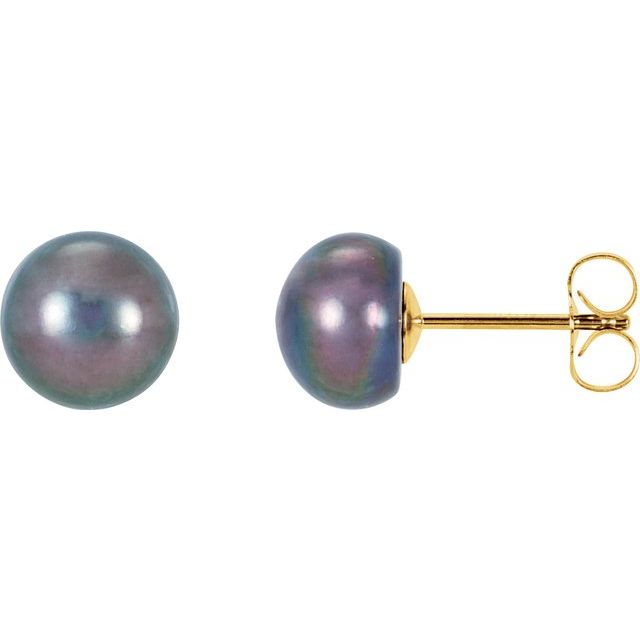 Panache Cultured Black Freshwater Pearl Stud Earrings