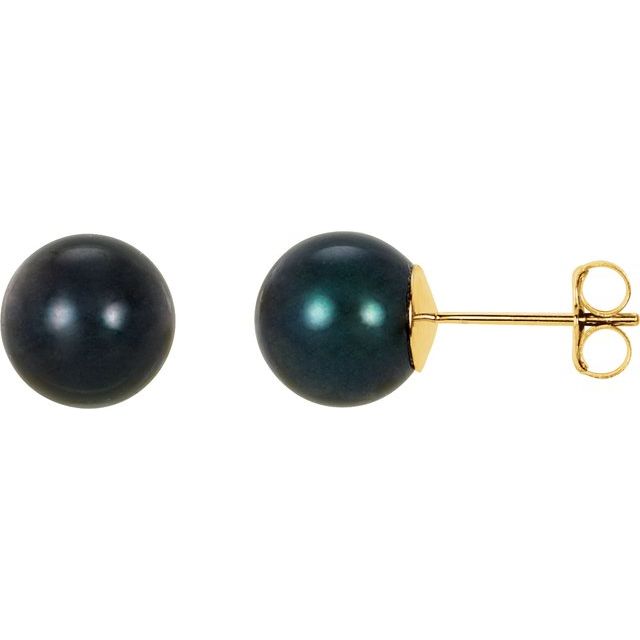8mm Cultured Black Akoya Pearl Earrings