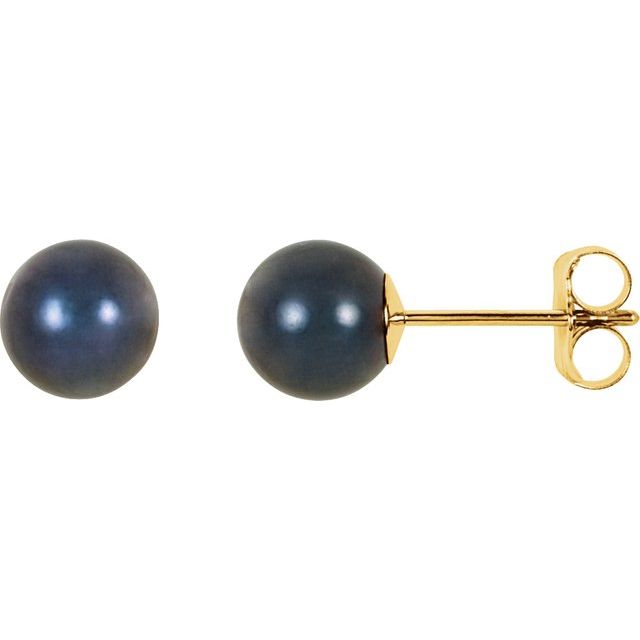 6mm Cultured Black Akoya Pearl Earrings