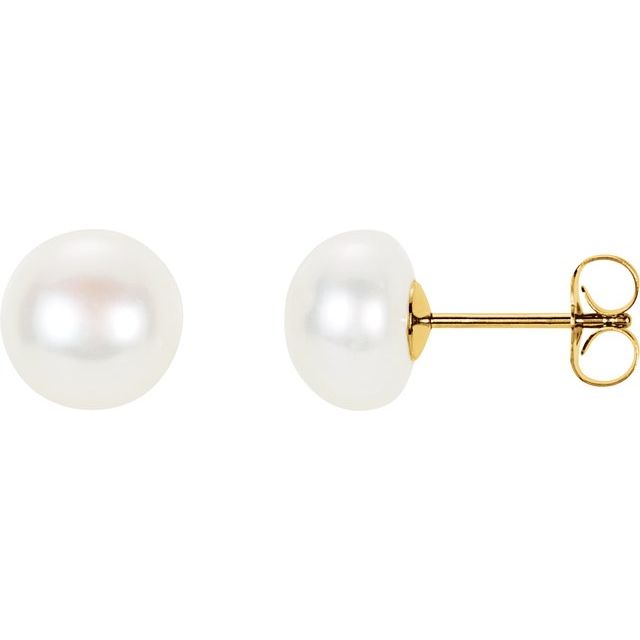 Panache Cultured White Freshwater Pearl Stud Earrings