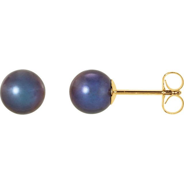 Panache Cultured Black Freshwater Pearl Stud Earrings