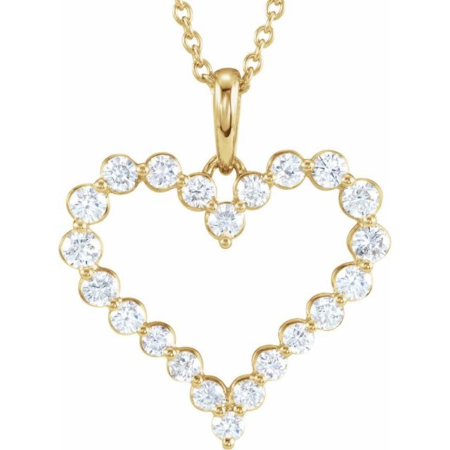 Round 1 CTW Natural Diamond Heart Necklace
