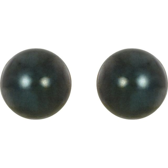 7mm Cultured Black Akoya Pearl Earrings