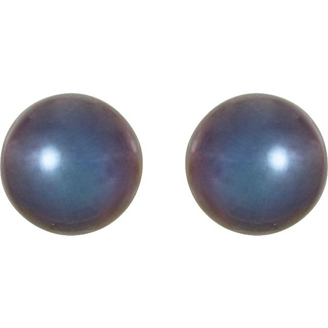 Panache Cultured Black Freshwater Pearl Stud Earrings
