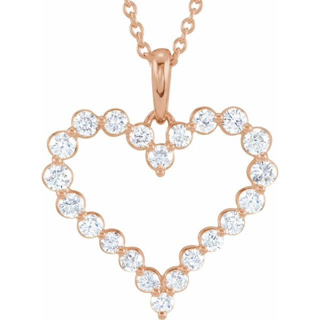 Round 1 CTW Natural Diamond Heart Necklace