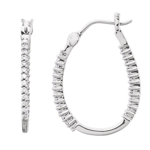 Round 1/4 CTW Natural Diamond Inside-Outside Hoop Earrings