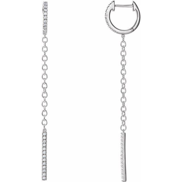 Round 1/4 CTW Natural Diamond Hinged Hoop Chain Earrings