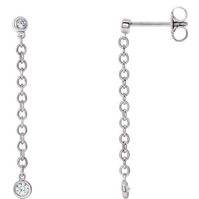 Round 1/5 CTW Natural Diamond Hinged Hoop Chain Earrings