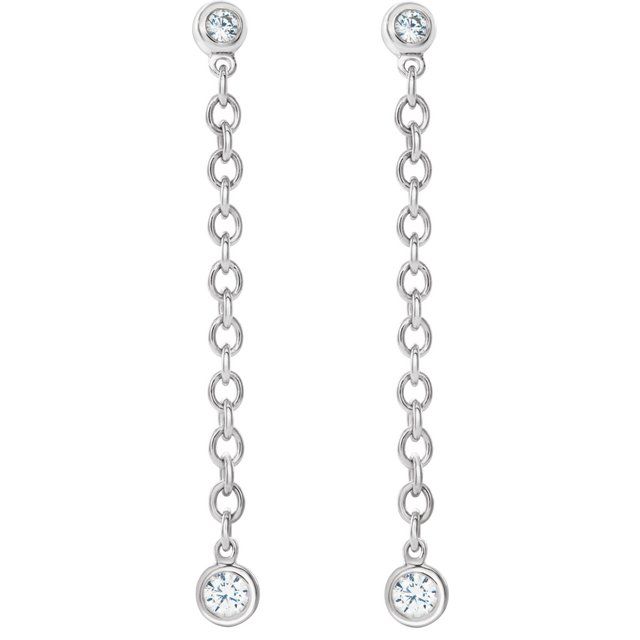 Round 1/5 CTW Natural Diamond Hinged Hoop Chain Earrings