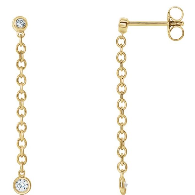 Round 1/5 CTW Natural Diamond Hinged Hoop Chain Earrings