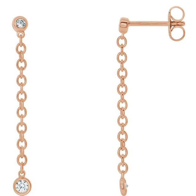 Round 1/5 CTW Natural Diamond Hinged Hoop Chain Earrings