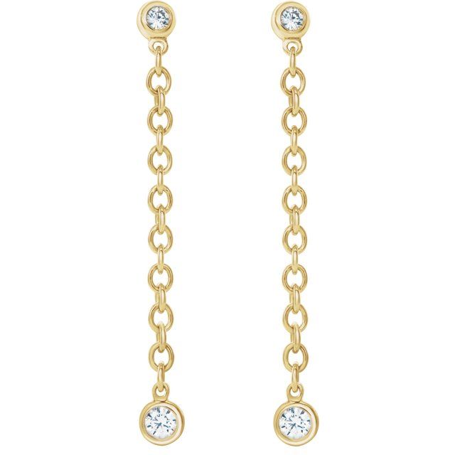 Round 1/5 CTW Natural Diamond Hinged Hoop Chain Earrings