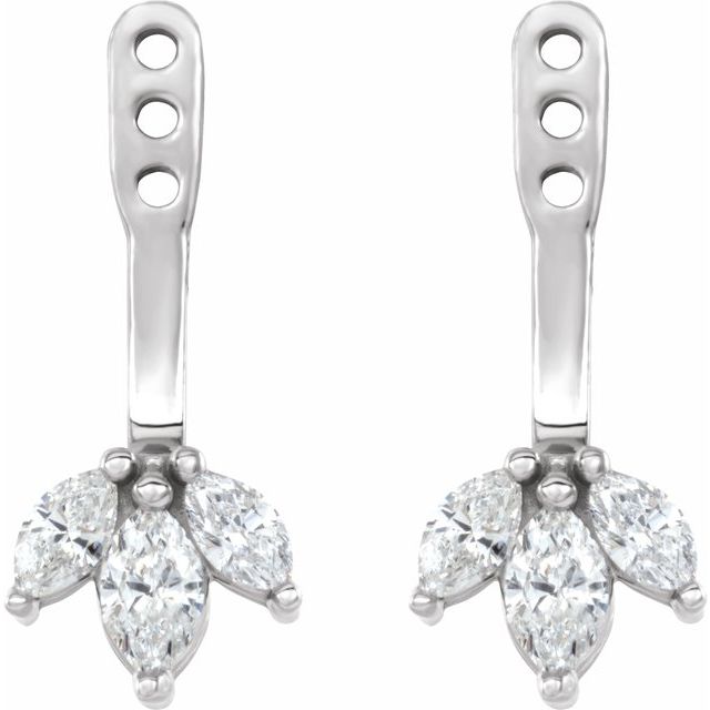 1/4 CTW Natural Diamond Cluster Front-Back Earring Jackets