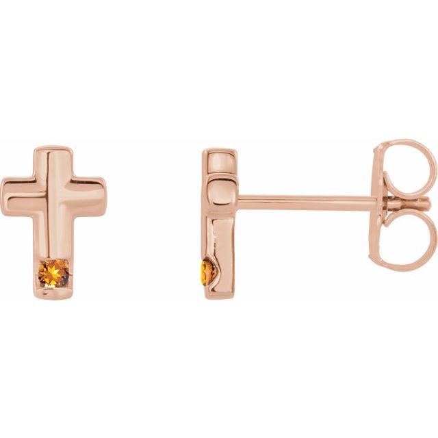 Round Natural Citrine Cross Earrings