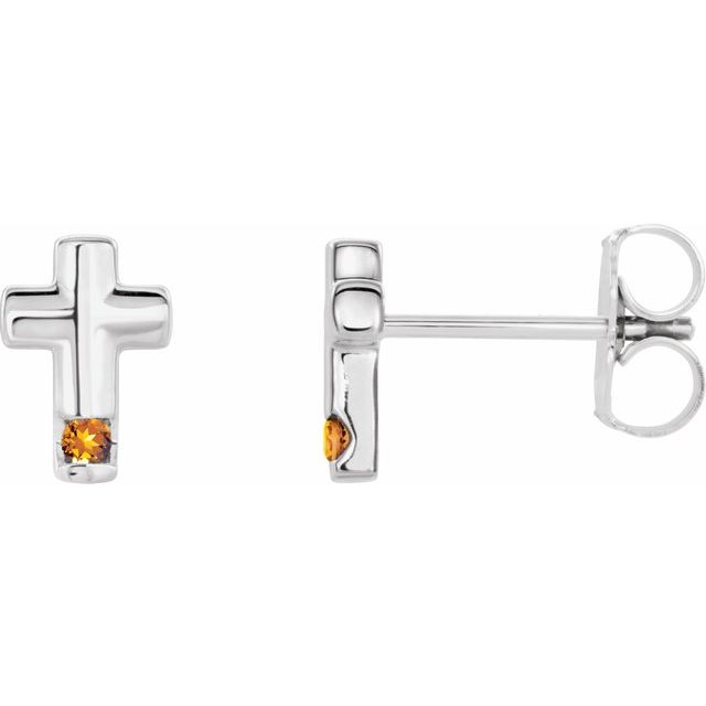 Round Natural Citrine Cross Earrings