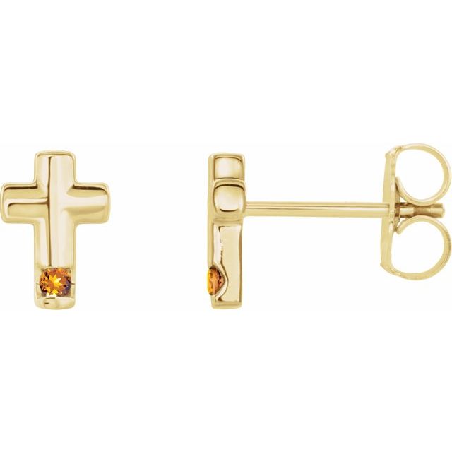 Round Natural Citrine Cross Earrings