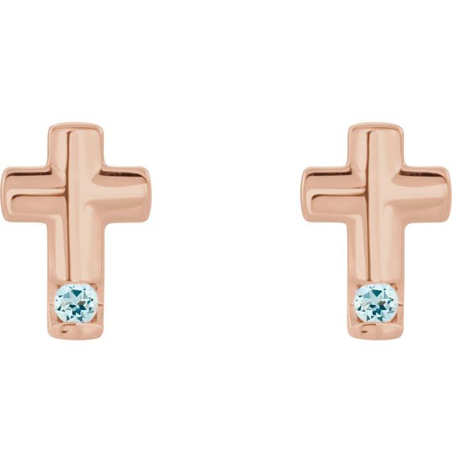 Round Natural Aquamarine Cross Earrings