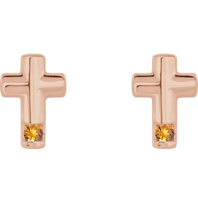 Round Natural Citrine Cross Earrings