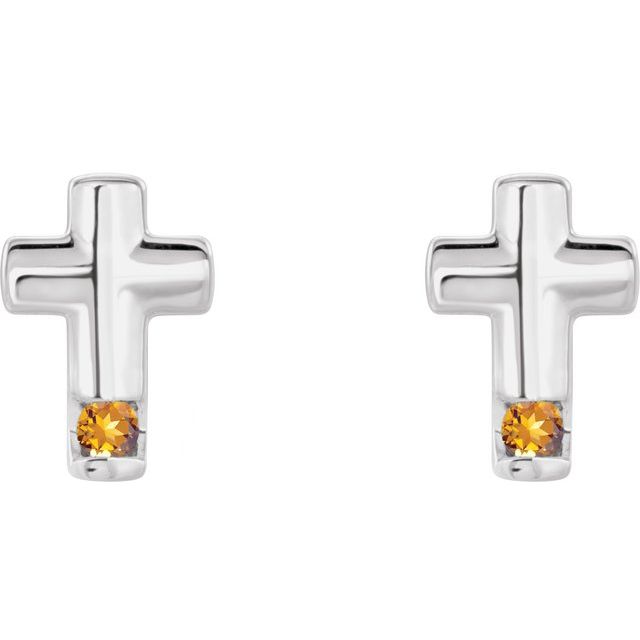 Round Natural Citrine Cross Earrings