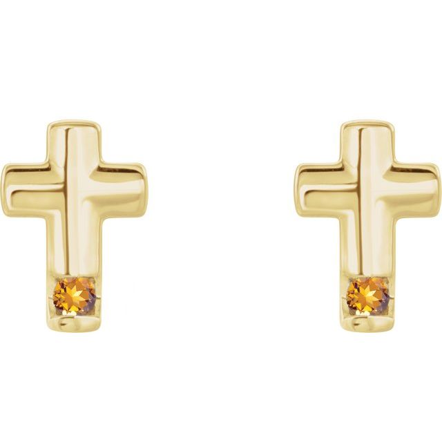 Round Natural Citrine Cross Earrings